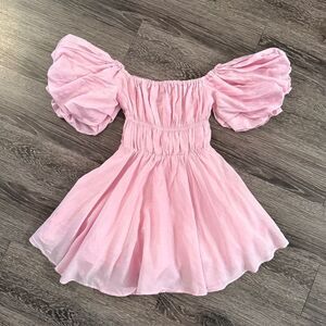 Aiyana Pink Puff Sleeve Mini Dress